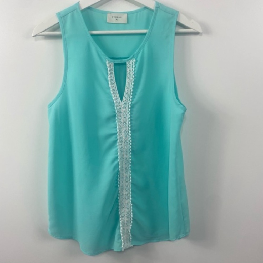 Everly Boho Top Sleeveless Size Medium  Turquoise